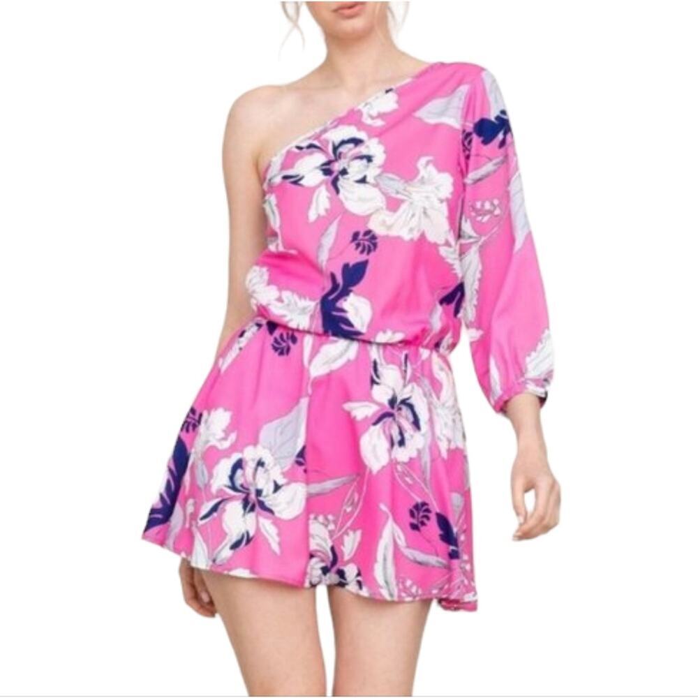 Yumi Kim One Shoulder Floral Dress Eastern Garden Pink Tropical Coconut Girl